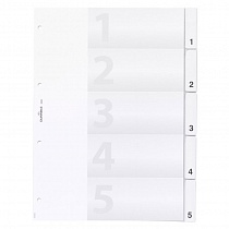 Разделитель Durable, 1-5, А4, впаяные табуляторы, на 5 разделов, перфорация, пластик
